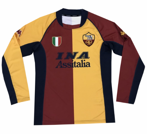 2001-2002 Roma Retro UCL Long Sleeve Home Kit Soccer Jersey